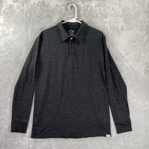 Merino Tech Shirt men's Medium Polo Long Sleeve 100% Wool Pullover Casual Gray
